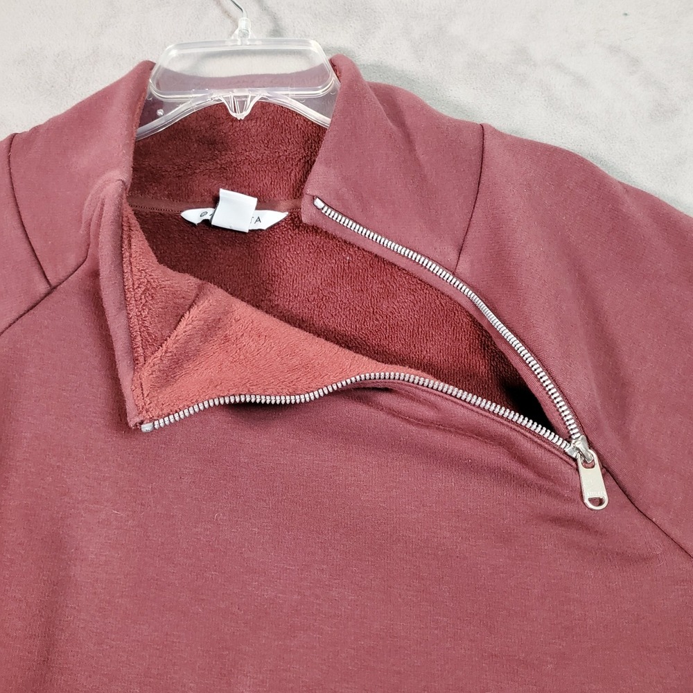 Athleta Kozy Karma Sweatshirt Womens 1X Dark Red Asymmetrical Hem Heavyweight - Picture 3 of 9